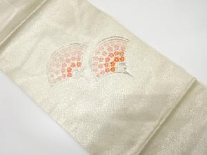 変わり青海波に花模様　刺繍　名古屋帯